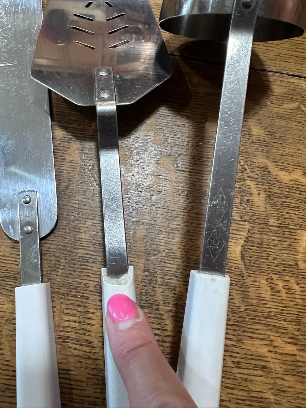 Vintage White and Blue Decorative Handle Kitchen Serving Tools Se